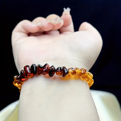 Natural Amber Gradient Bracelet for Sacral Chakra, Creative Energy, and Bohemian Style