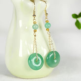 Chinese Style Butterfly Tassel Earrings - Vintage Bohemian Jade Drop Earrings for Daily Wear & Parties