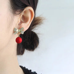 Elegant Red Bow-like Stud Earrings with Positive Energy - Vintage Jewelry for Everyday & Formal Events