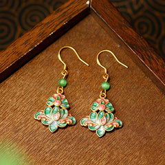 Fresh Flower Shape Alloy Earrings - Green Energy for Daily Wear & Gifting