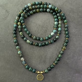 108 Moss Agate Mala Beads - Bohemian Style for Inner Peace & Holiday Gifts