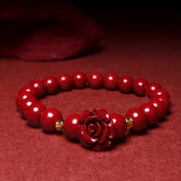 Rose Cinnabar Beaded Stretch Bracelet - Amass Fortunes with Natural Energy
