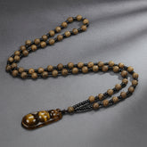 Natural Stone Peace Bean Pendant Necklace - Amber Bead for Harmony, Energy Flow & Spiritual Protection