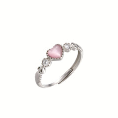 Pink Heart Ring with Moonstone Accent – Romantic Energy for Daily Wear