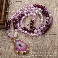 Amethyst Bohemian Beaded Necklace Calm Energy Balance Gift