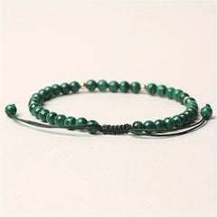 Natural Malachite Beads Braided Bracelet - Energy Balance & Lucky Hand Jewelry