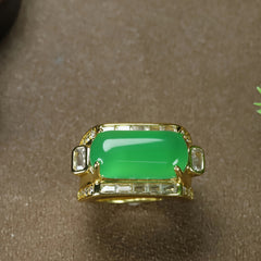 Vintage Style Green Agate Men's Ring for Grounding, Prosperity, and Adaptable Energy