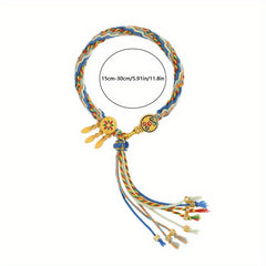 Bohemian Leaf Tassel Bracelet — Rainbow Harmony, Protection & Joy Energy Bracelet