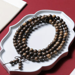 8mm Indonesian Agarwood Bead Bracelet - Hope, Peace & Spiritual Energy Mala
