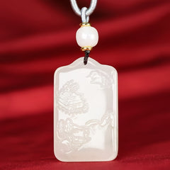 Natural White Jade Guanyin Pendant for Spiritual Protection, Compassion, and Elegance