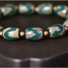 Natural Agate Hand Chain Bracelet - Teal & Golden Marbled Design for Spiritual Energy & Casual Elegance