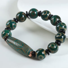 Handmade Agate Beaded Bracelet - Ethnic Style Lucky Charm for Daily Protection & Wealth