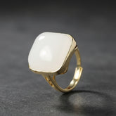 Elegant Men's Vintage Square Stone Ring for Grounding, Confidence, and Timeless Style