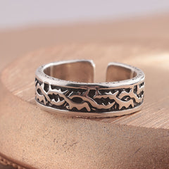 Adjustable Thorn Cross Ring for Teens | Vintage Bronze Plant-Inspired Energy Jewelry