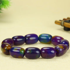 Vintage Purple and Blue Beaded Bracelet for Spiritual Balance, Unisex Elastic Cuff