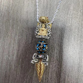 Vintage Six-Word Mantra Shakyamuni Vajra Necklace Plated Rotating Buddha Pendant with Serpent Motif