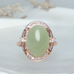 Natural Stone Men's Ring - Green Jade Energy for Harmony & Protection