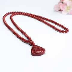 Men's Cinnabar Red Buddha Pendant Necklace - Protective Energy & Grounding for Daily Wear, Parties & Travel