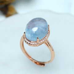 Elegant Oval-Cut Blue Sapphire Halo Ring for Spiritual Connection & Daily Wear