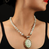 Vintage Elegant Necklace Pink Blue Green Gemstones Energy Balance Gift