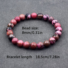 Vintage Rose Natural Stone Bracelet - Handmade Twisted Bead Design for Couples' Gifts