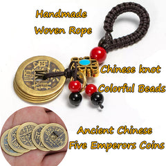 Vintage Brass Prosperity Keychain — Wealth, Protection & Positive Energy Talisman