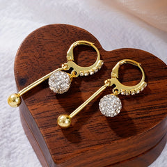 Elegant Rhinestone Statement Earrings with Positive Energy - Comfortable Clip-On Design for Daily Wear