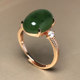 Natural Green Oval Faux Gemstone Ring - Urban Energy for Beach Parties & Festive Gifts