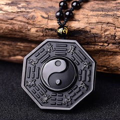 Obsidian Yin Yang Necklace - Protective Energy & Balanced Chi