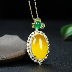 Casual Style Yellow Chalcedony Pendant for Mental Clarity, Positive Energy and Elegant Casual Wear