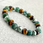 1pc Laziness Vanishing Bracelet - Moss Agate & Wooden Beads for Soul Soothing & Handmade Gift