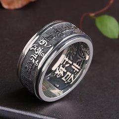 1pc Feng Shui Ring Sanskrit Mantra Spinning Ring Protection Wealth Lucky Ring Amulet Jewelry High Quality Ring