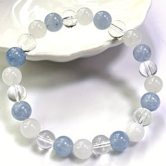 Angelite & Clear Quartz Bracelet - Good Luck & Prosperity Unisex Jewelry