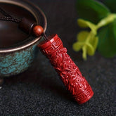 Cinnabar Zodiac Dragon Openable Pendant - Lucky Peace & Harmony Energy Jewelry