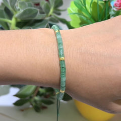 Boho Green Aventurine Rope Bracelet - Natural Stone Meditation Grounding Spiritual Protection Gift