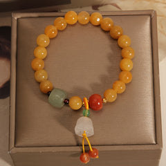 Natural Yellow Jade Energy Bracelet with Campanula Pendant – Harmony, Protection & Spiritual Healing