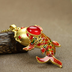National Style Good Luck Koi Fish Necklace - Prosperity Energy for Success & Transformation