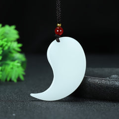 Elegant Dragon & Phoenix Pendant Necklace - Natural Stone Energy for Couples | Harmony & Prosperity Symbol