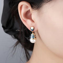Vintage Elegant Turquoise Enamel Earrings with Positive Energy - Perfect for Weddings & Daily Wear