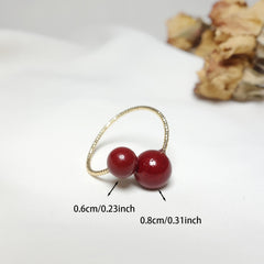 Cinnabar Good Luck Ring - High Content Red Stone for Prosperity & Protection