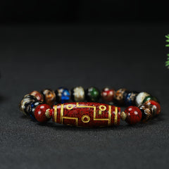 Tibetan Dzi Bead Bracelet for Protection & Luck - Vintage-Inspired Charm Jewelry
