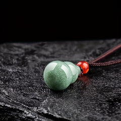 Green Jade Gourd Pendant Necklace for Prosperity, Health, and Positive Energy