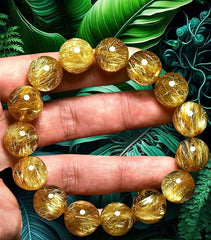 12mm Natural Golden Citrine Bracelet - Retro Style for Positive Energy & Prosperity