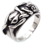 European American Retro Men’s Stainless Steel Masculine Love Hug Ring — Spiritual Energy, Emotional Harmony & Vitality Amulet