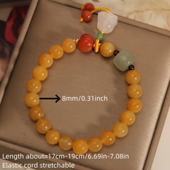 Natural Yellow Jade Energy Bracelet with Campanula Pendant – Harmony, Protection & Spiritual Healing