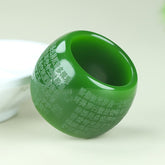 Vintage Kale Green Prajna Paramita Ring - Spiritual Energy for Mindfulness & Protection