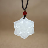 Natural Stone Lotus Pendant Necklace - Elegant Fashionable Design for Couples & Parties