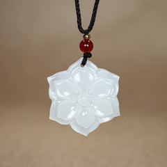 Natural Stone Lotus Pendant Necklace - Elegant Fashionable Design for Couples & Parties
