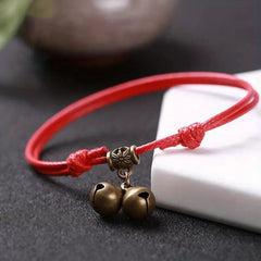 Male And Female Couples Black Rope Bell Anklet - Korean Retro Fashion with Harmony Energy