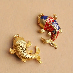 Lucky Koi - Enamel Alloy Car Keyring with Blessing Pendant for Valentine's Day Gift